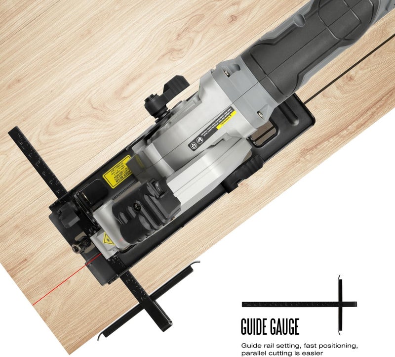 Inequalit Mini Circular Saw, 4Amp 3500RPM Corded Compact Saw with 4-1/2" 24T TCT Blades, Laser Guide, Rip Guide, Vacuum Adapter and Blade Wrench, Max Cutting Depth 1-11/16"(90°), 1-1/8"(45°） - Image 5